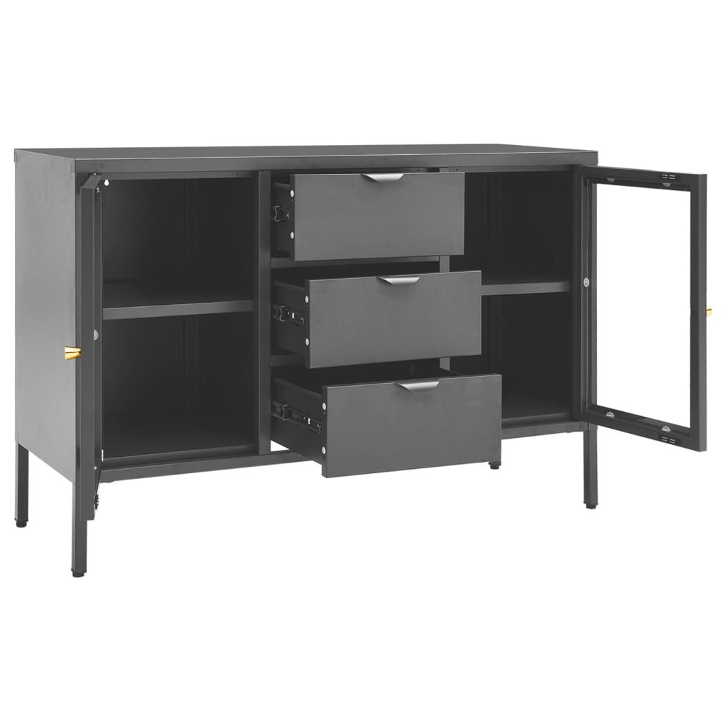 vidaXL Sideboard Anthracite 105x35x70 cm Steel and Tempered Glass