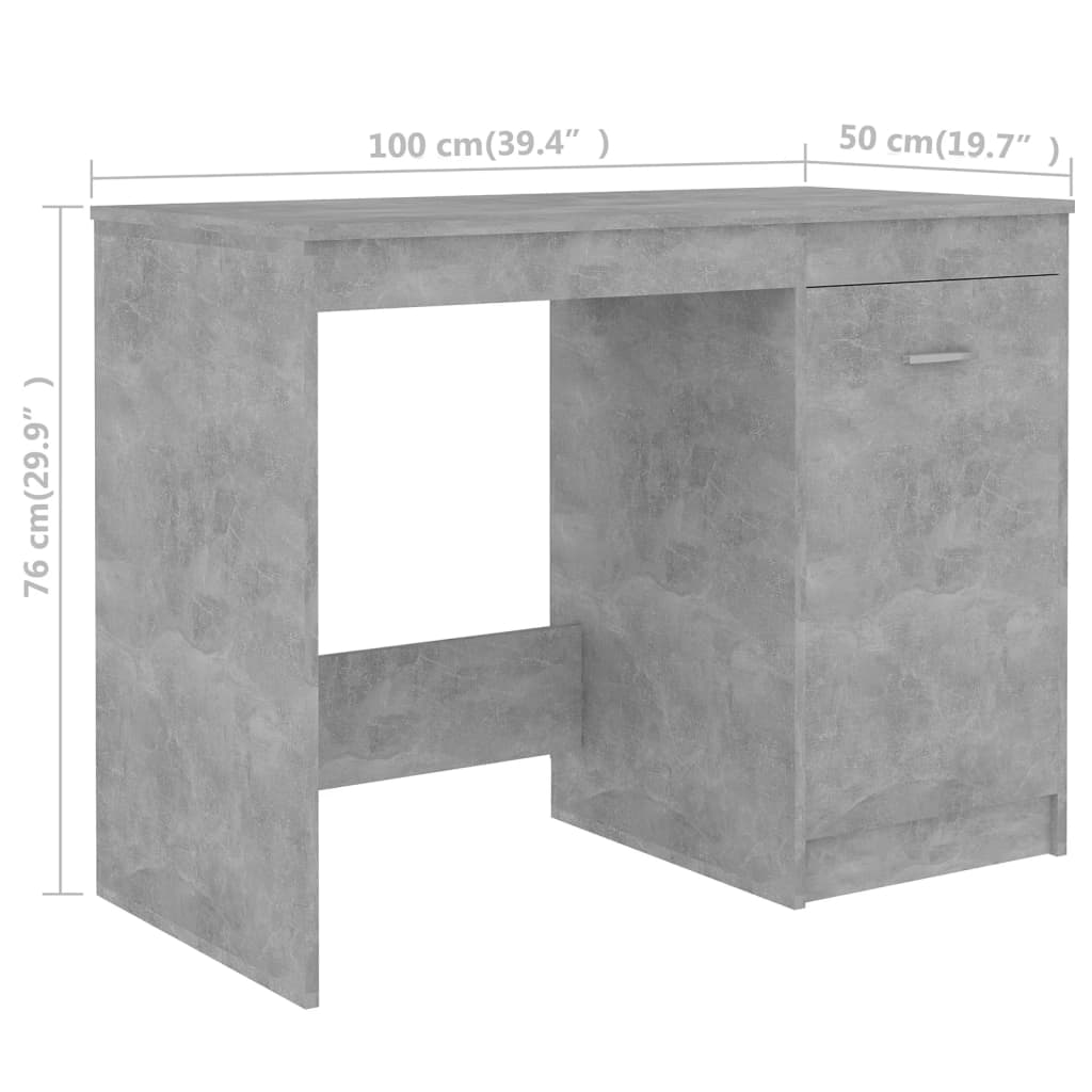 vidaXL Desk Concrete Grey 140x50x76 cm Engineered Wood