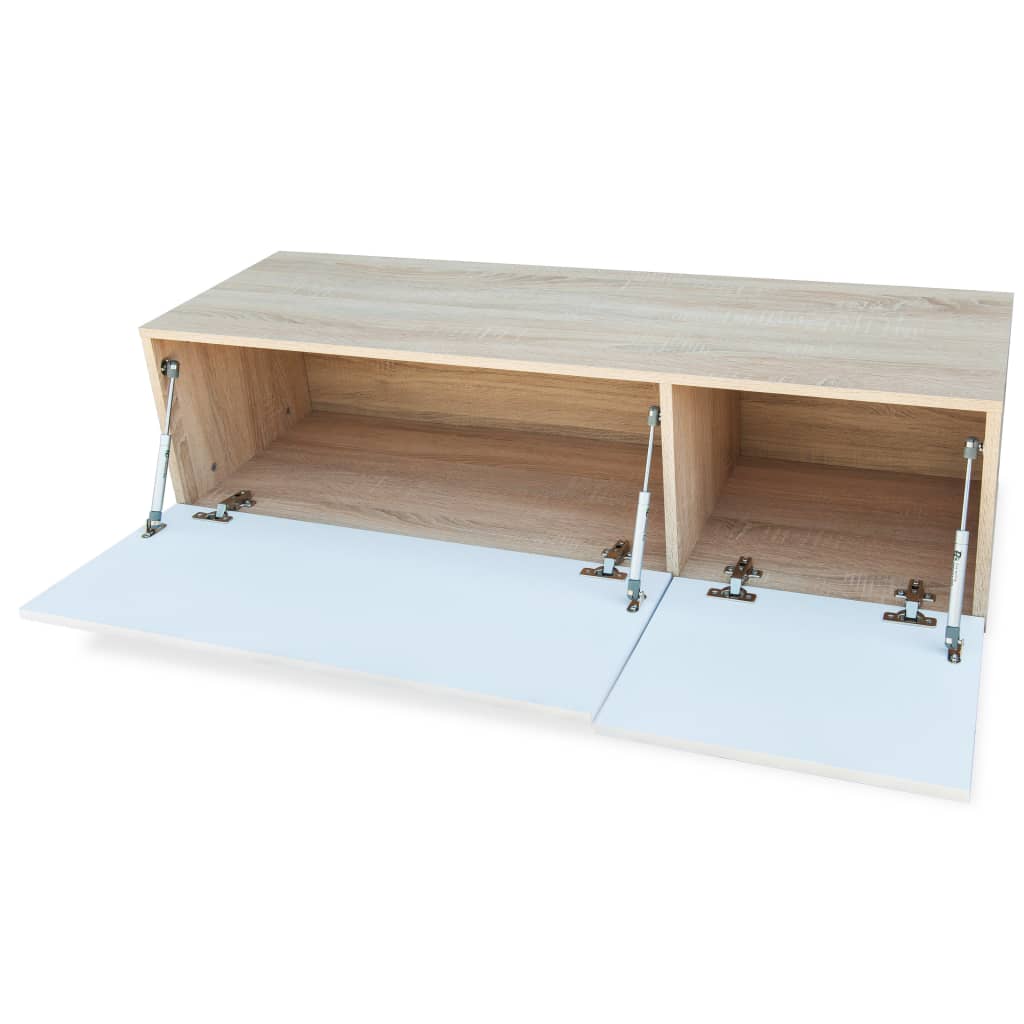 vidaXL TV Cabinet Engineered Wood 120x40x34 cm High Gloss White and Oak