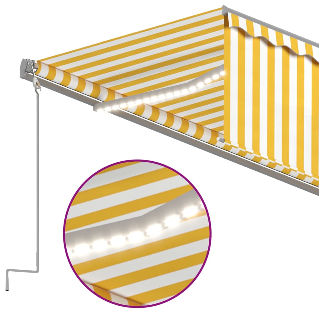 vidaXL Manual Retractable Awning with Blind&LED 6x3m Yellow&White