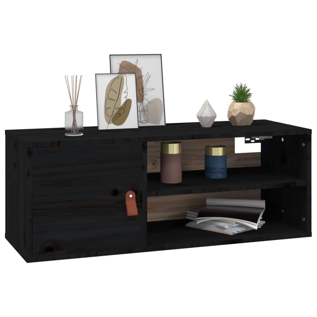vidaXL Wall Cabinets 2 pcs Black 80x30x30 cm Solid Wood Pine
