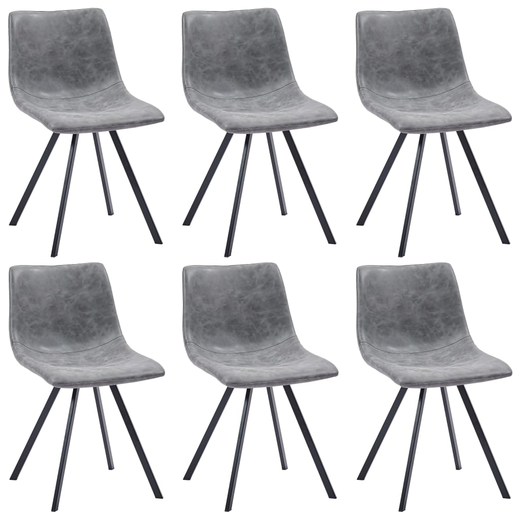 vidaXL Dining Chairs 6 pcs Grey Faux Leather