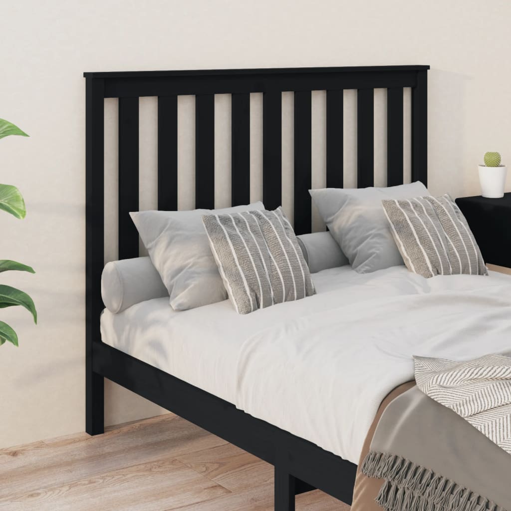 vidaXL Bed Headboard Black 126x6x101 cm Solid Wood Pine