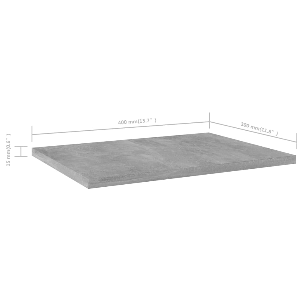 vidaXL Bookshelf Boards 4 pcs Concrete Grey 40x30x1.5 cm Engineered Wood