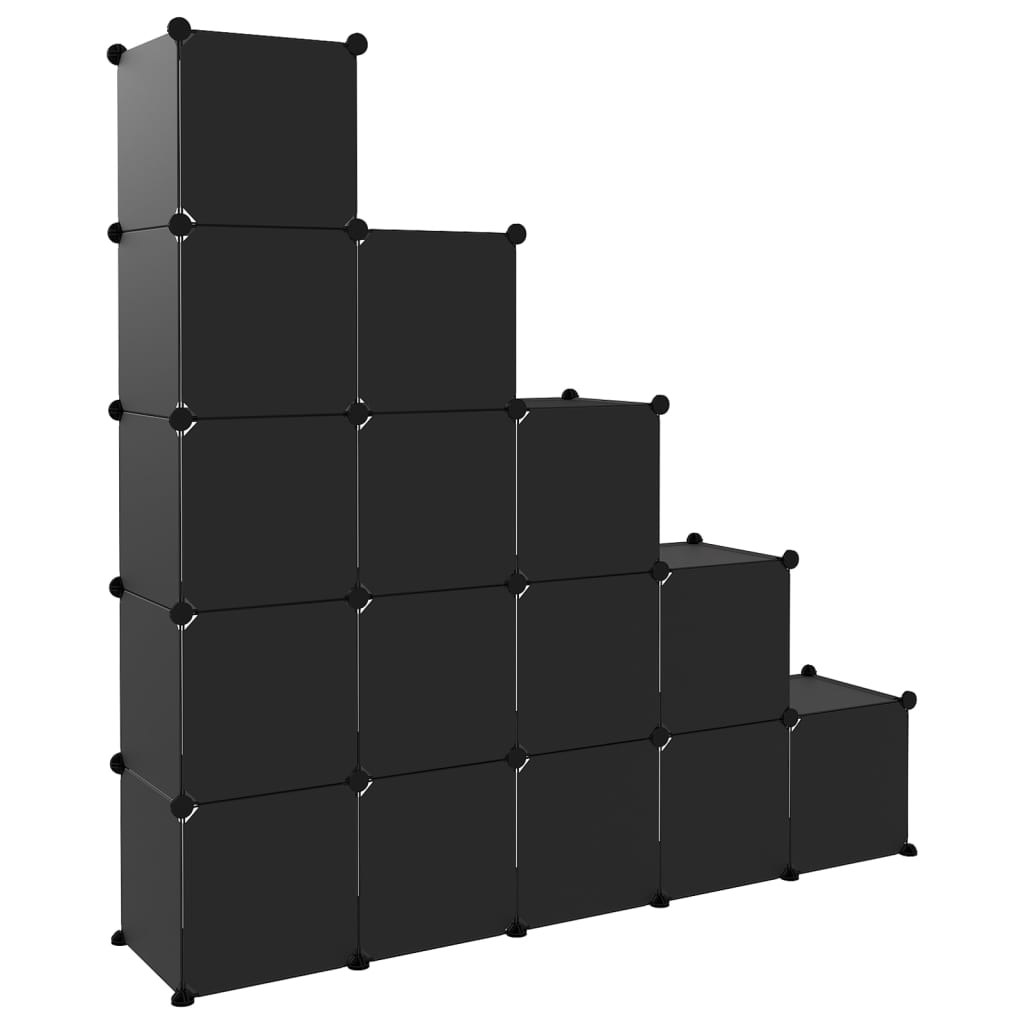vidaXL Storage Cube Organiser with 15 Cubes Black PP