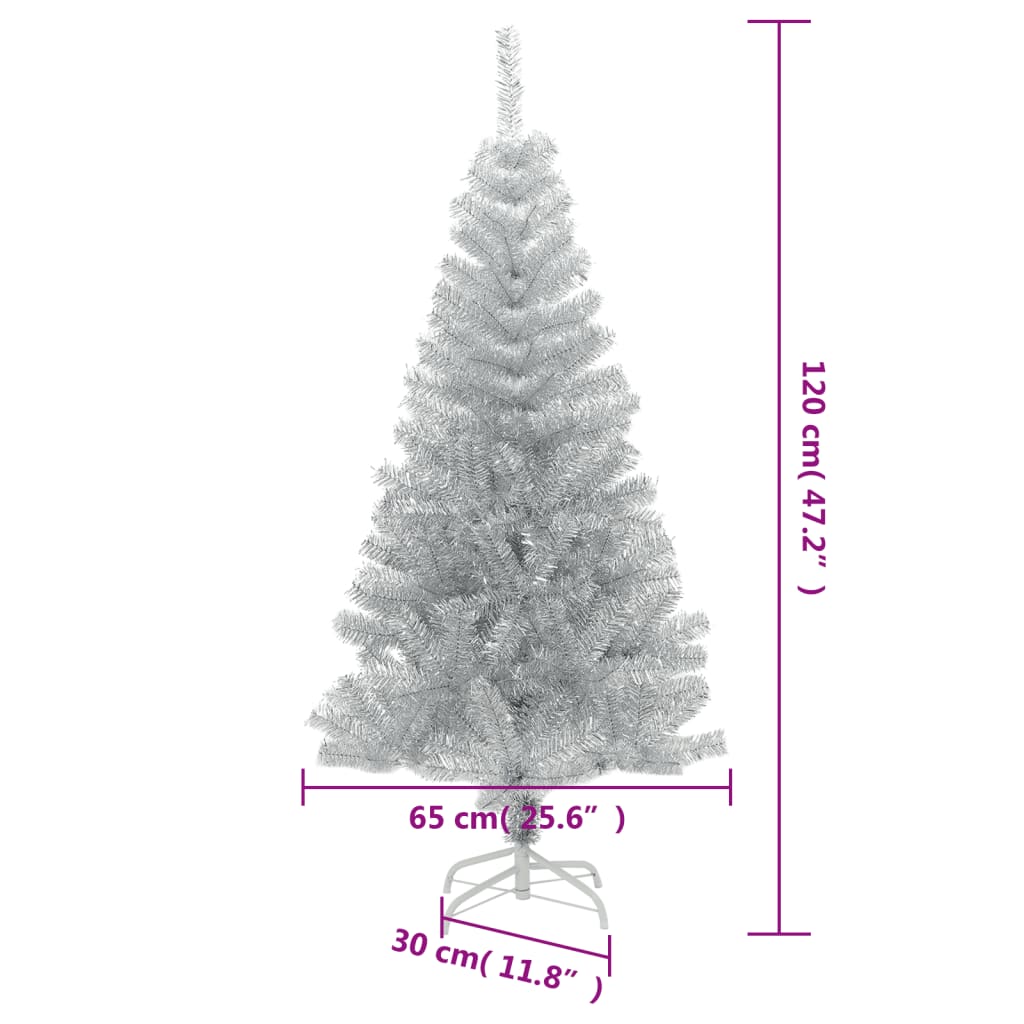 vidaXL Artificial Christmas Tree with Stand Silver 120 cm PET