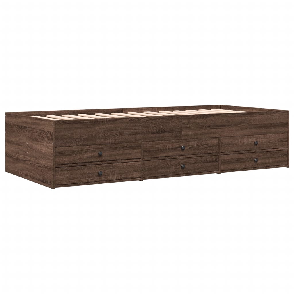 vidaXL Daybed with Drawers Brown Oak 90x200 cm Engineered Wood