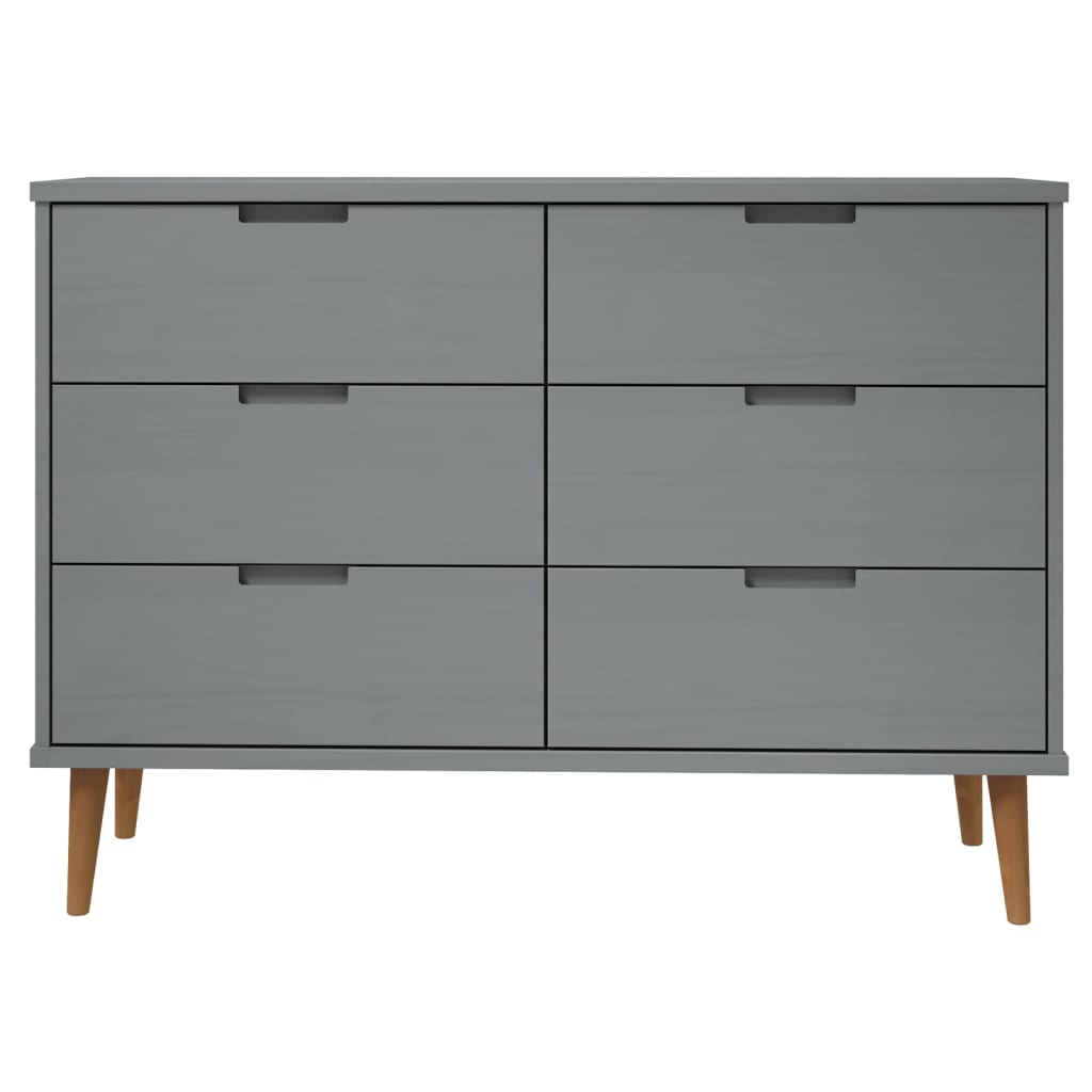 vidaXL Drawer Cabinet MOLDE Grey 113x40x80 cm Solid Wood Pine