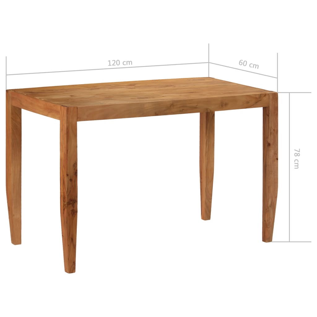 vidaXL Dining Table Solid Acacia Wood 120x60x78 cm Brown