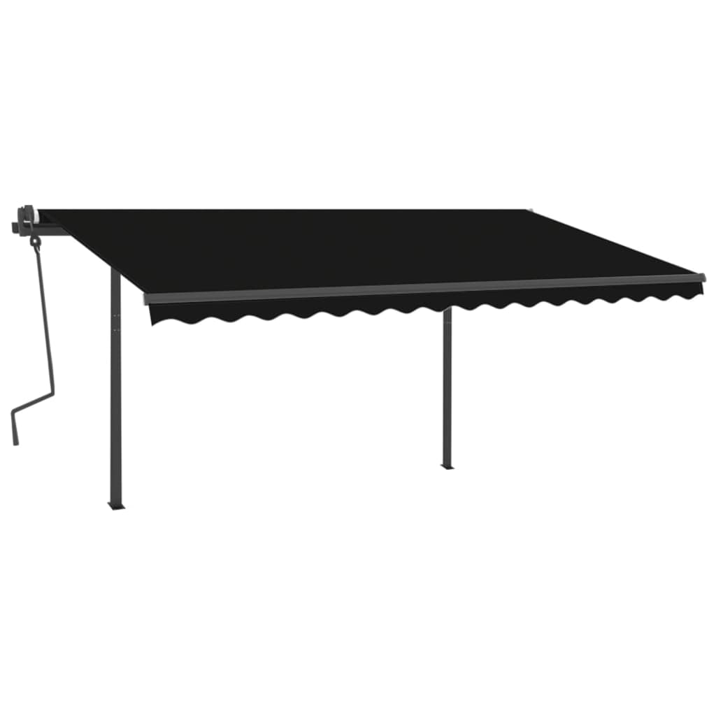 vidaXL Manual Retractable Awning with Posts 4x3 m Anthracite