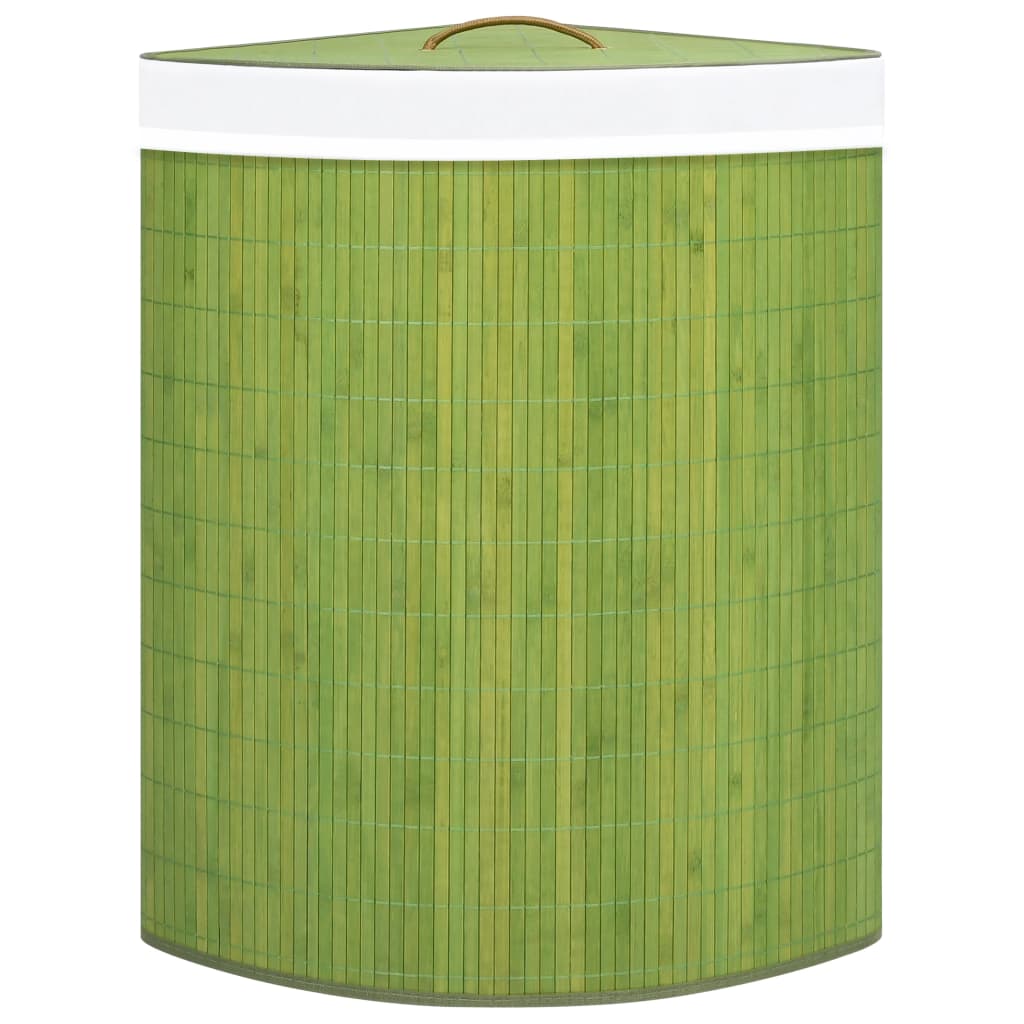 vidaXL Bamboo Corner Laundry Basket Green 60 L