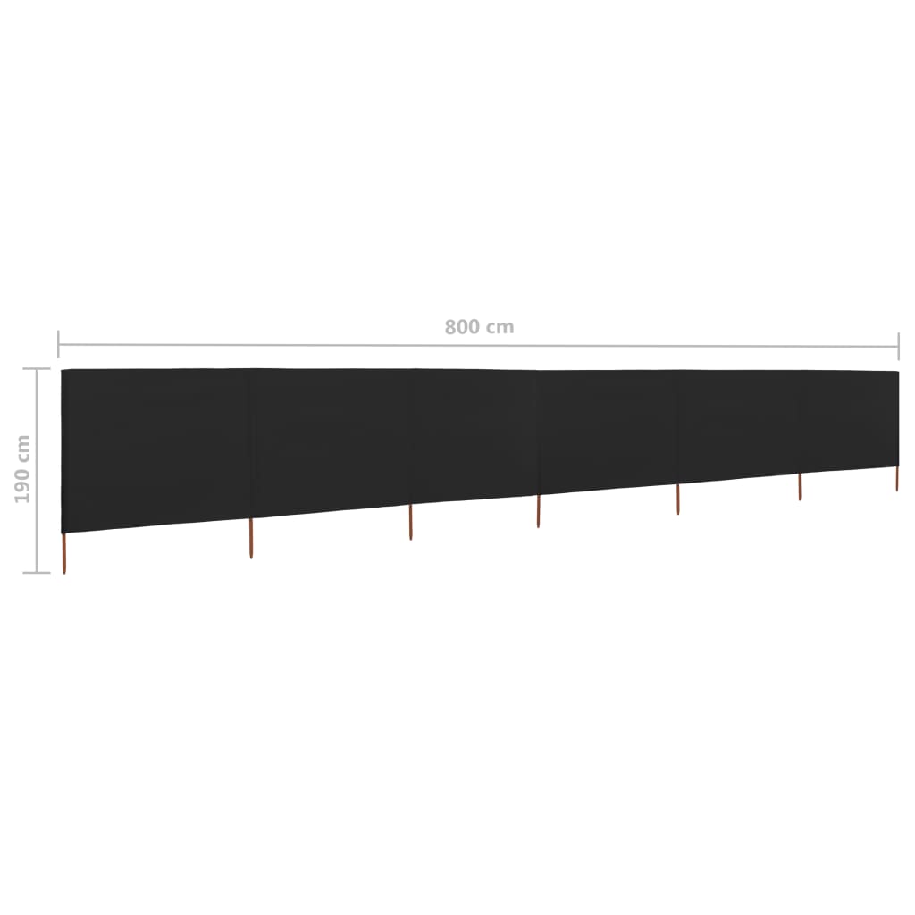 vidaXL 6-panel Wind Screen Fabric 800x160 cm Black