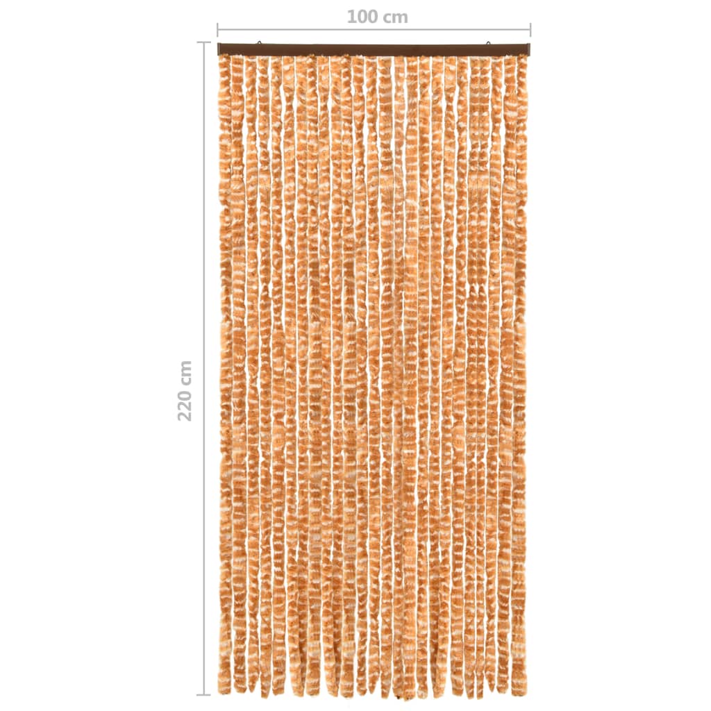 vidaXL Insect Curtain Ochre and White 100x220 cm Chenille