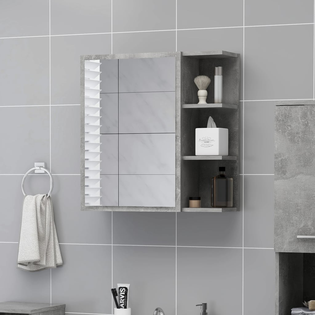 vidaXL Bathroom Mirror Cabinet Concrete Grey 62.5x20.5x64 cm Engineered Wood