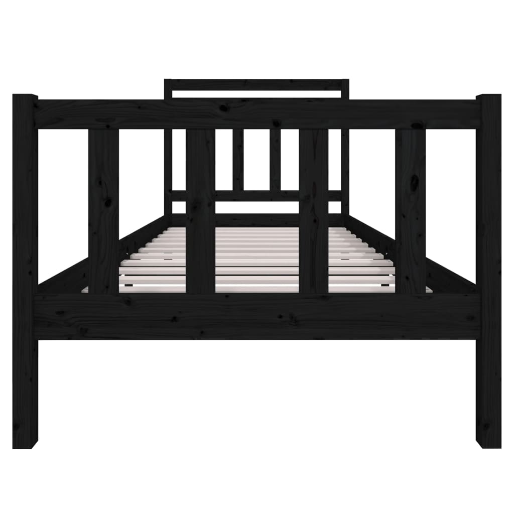 vidaXL Bed Frame Black 90x190 cm Single Solid Wood