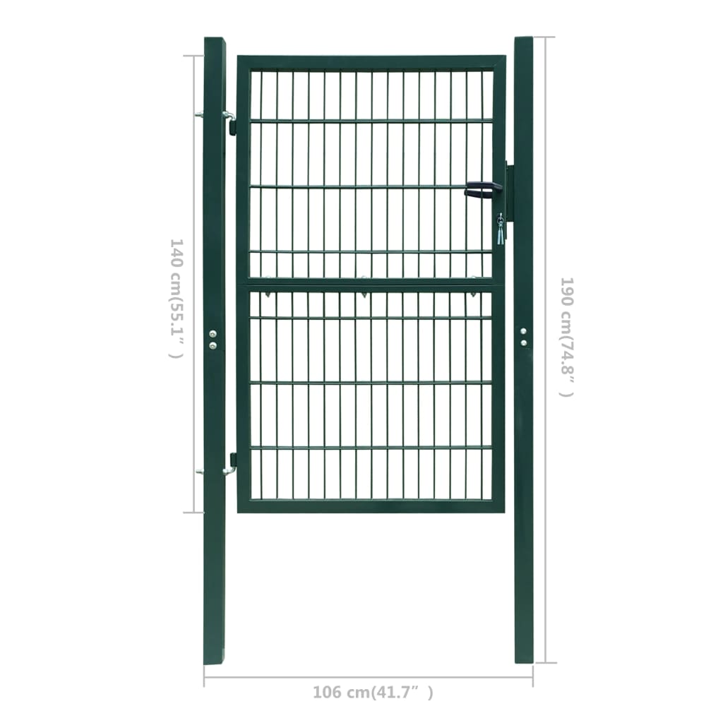 vidaXL 2D Fence Gate (Single) Green 106 x 190 cm
