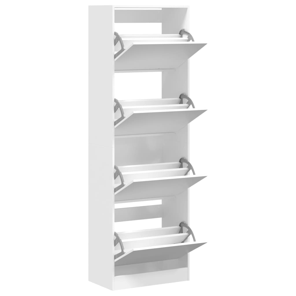 vidaXL Shoe Cabinet with 4 Flip-Drawers White 60x34x187.5 cm