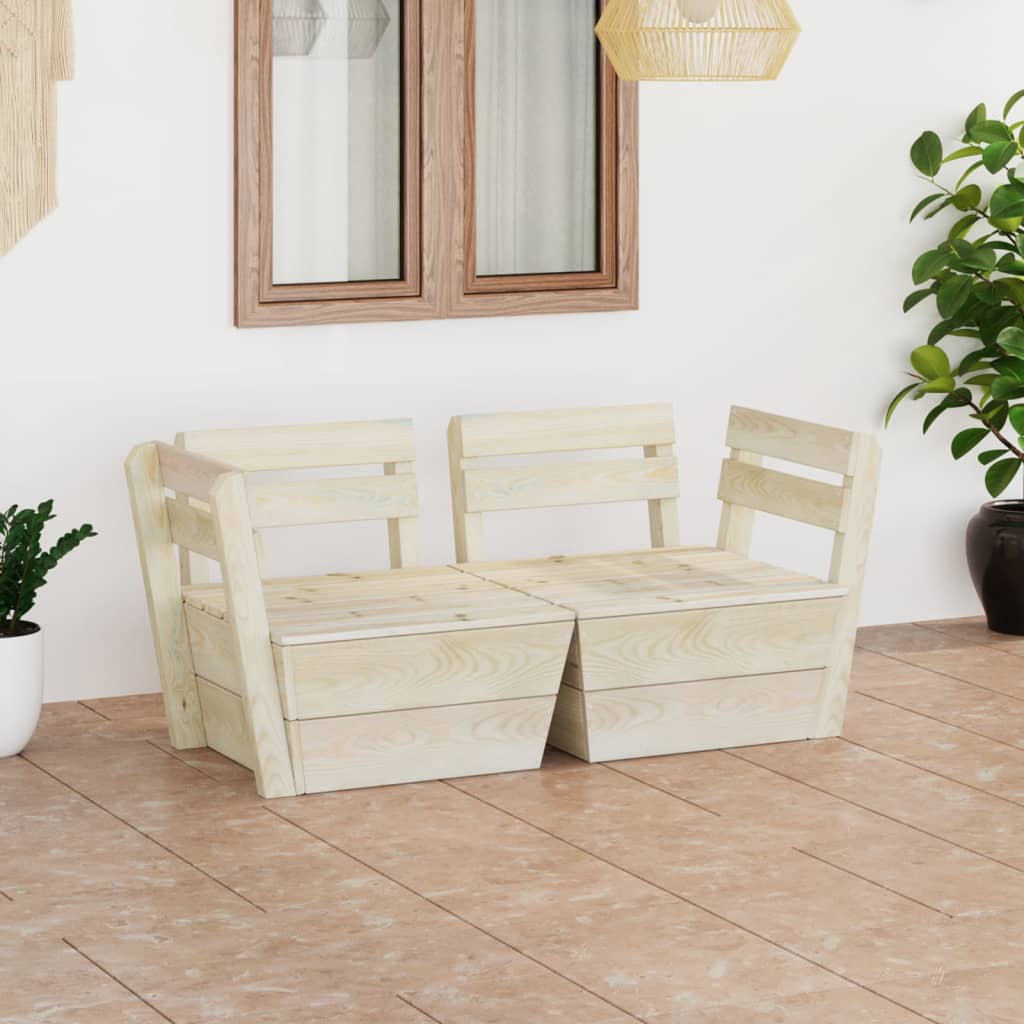 vidaXL Garden 2-Seater Pallet Sofa Impregnated Spruce Wood