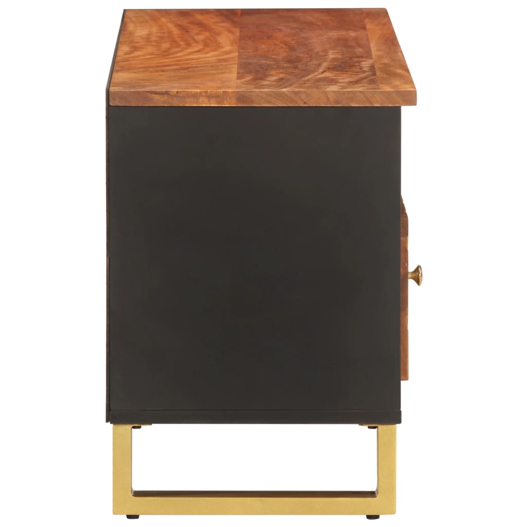 vidaXL TV Cabinet Brown and Black 100x33.5x46 cm Solid Wood Mango