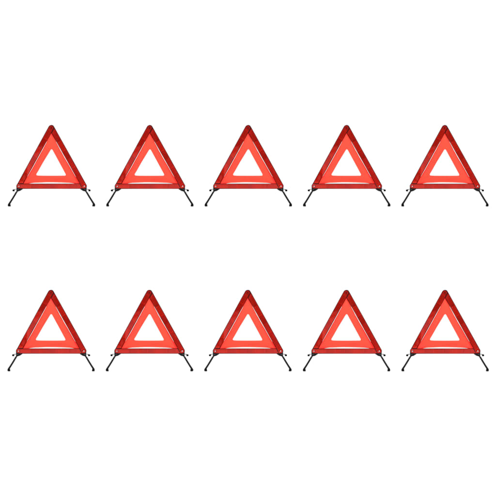 vidaXL Traffic Warning Triangles 10 pcs Red 56.5x36.5x44.5cm