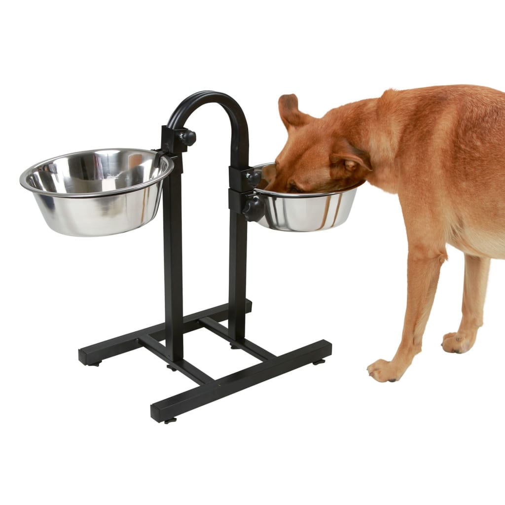 Kerbl Pet Feeders With Stand Adjustable Deluxe 2x2.8 L 52 cm Black