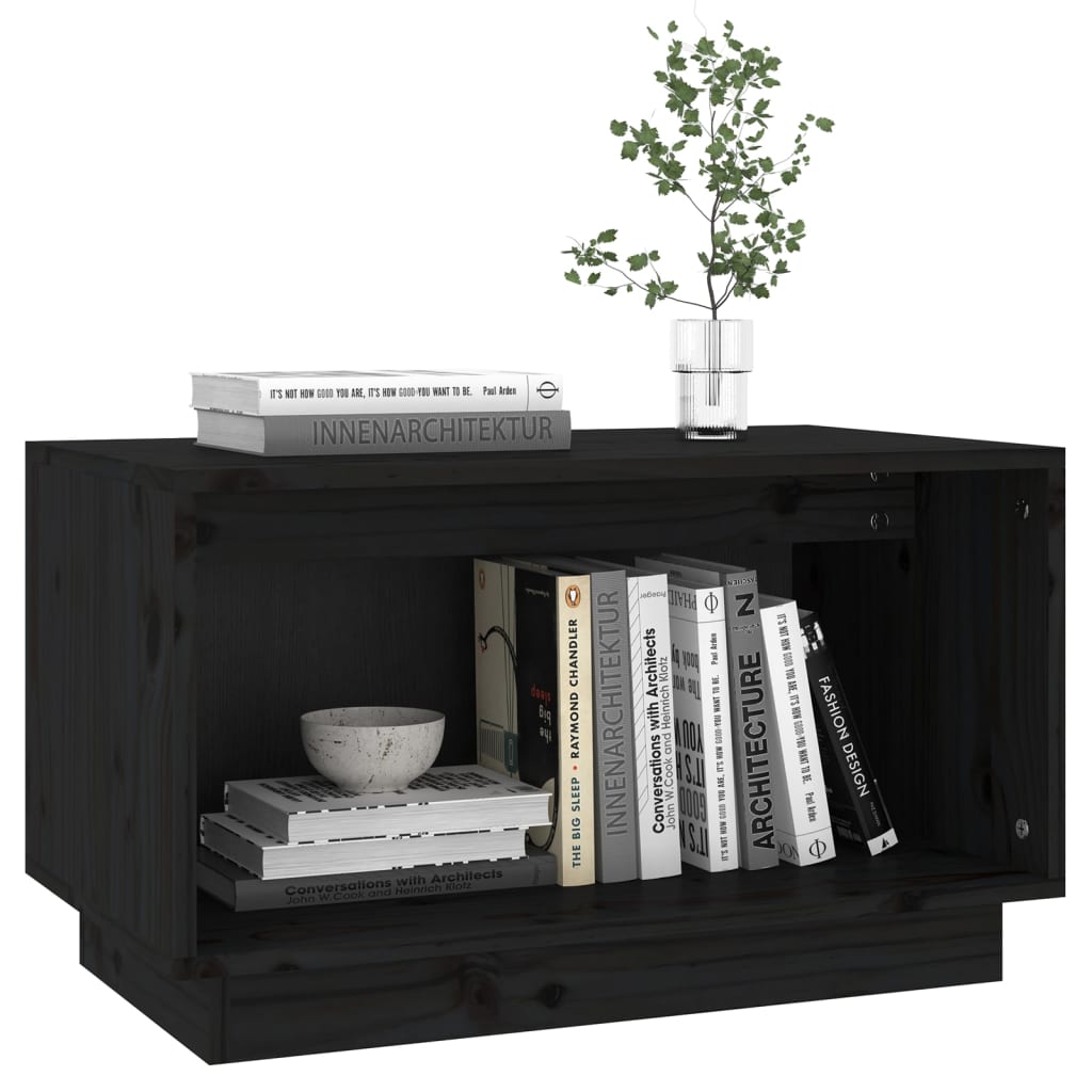 vidaXL TV Cabinet Black 60x35x35 cm Solid Wood Pine