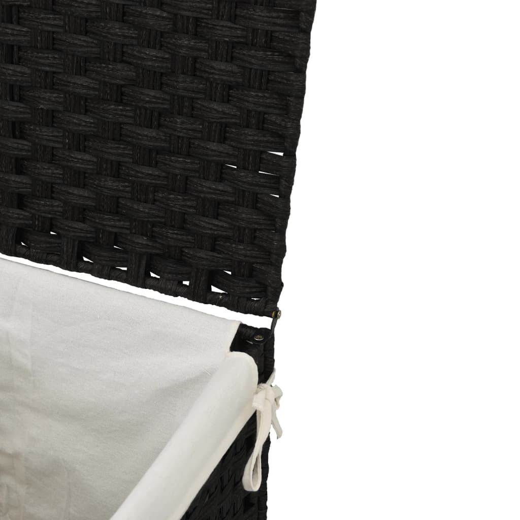 vidaXL Laundry Basket with Lid Black 46x33x60 cm Poly Rattan