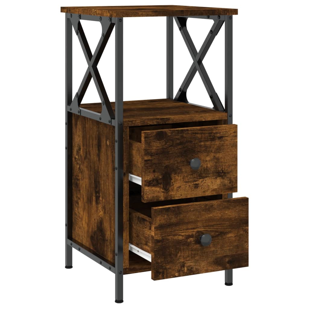 vidaXL Bedside Cabinet Smoked Oak 34x35.5x70 cm Engineered Wood