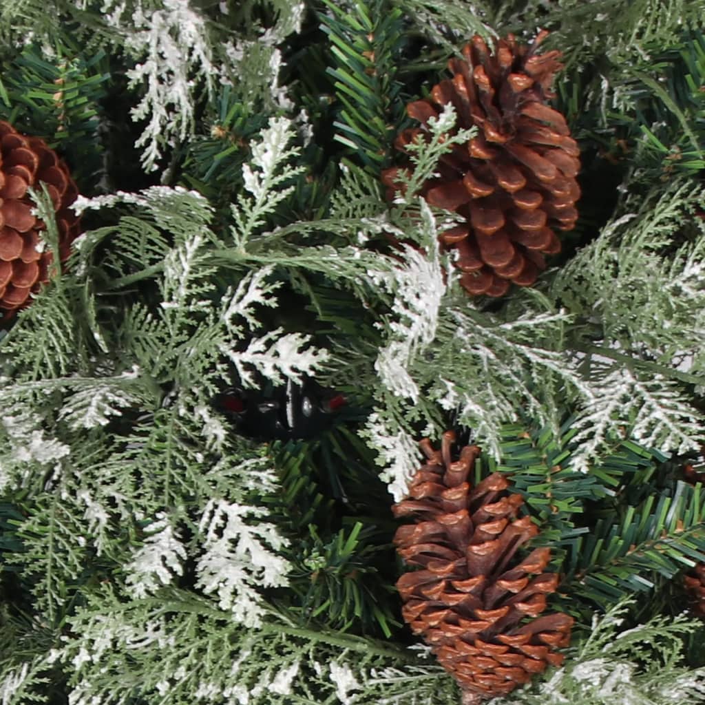 vidaXL Pre-lit Christmas Tree with Pine Cones Green&White 225 cm PVC&PE