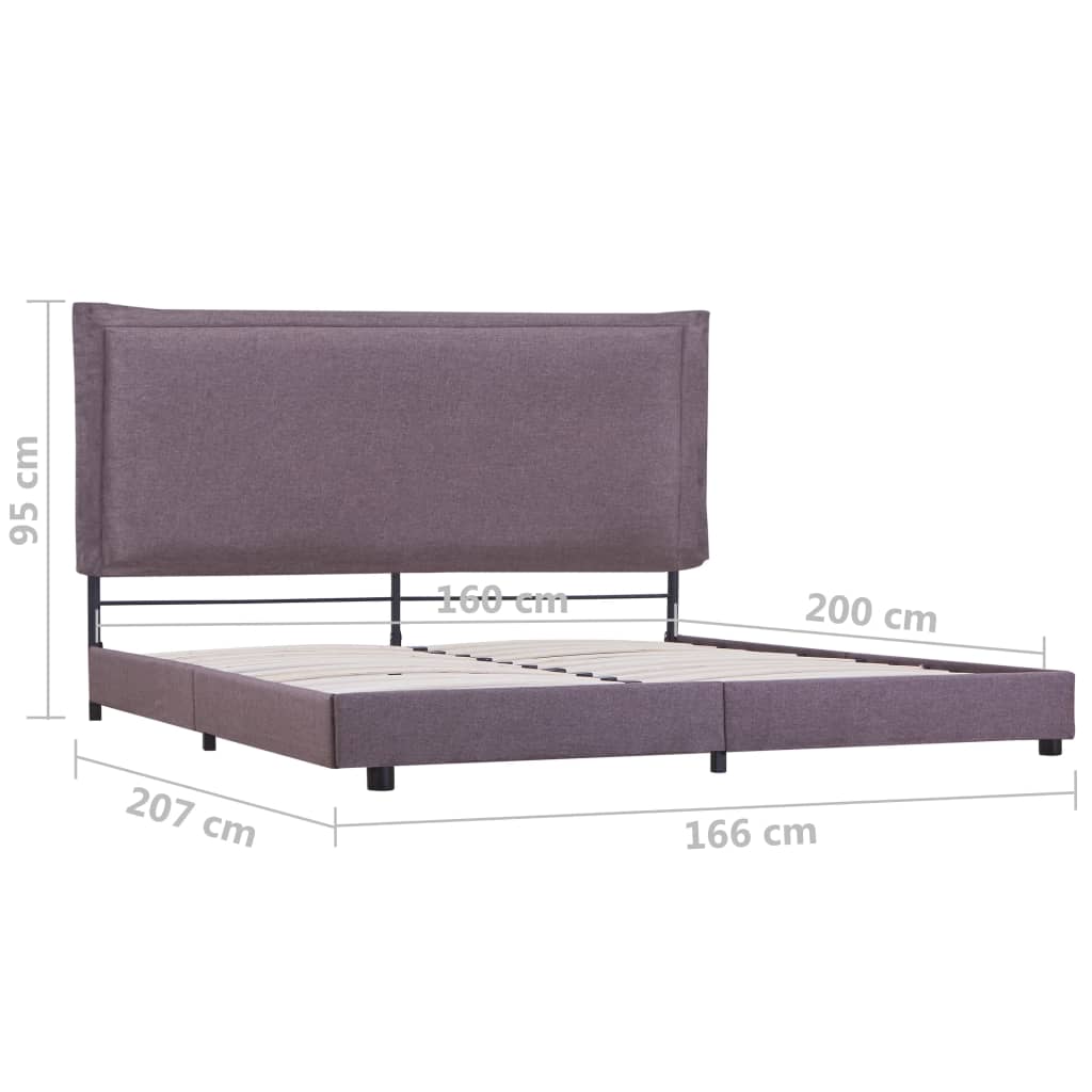 vidaXL Bed Frame Taupe Fabric 150x200 cm King Size