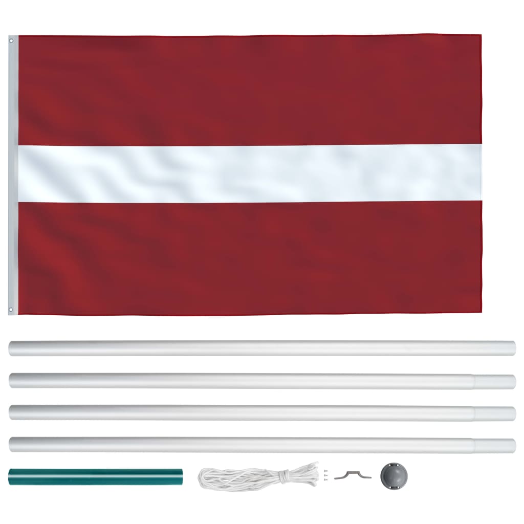 vidaXL Latvia Flag and Pole Aluminium 6.2 m