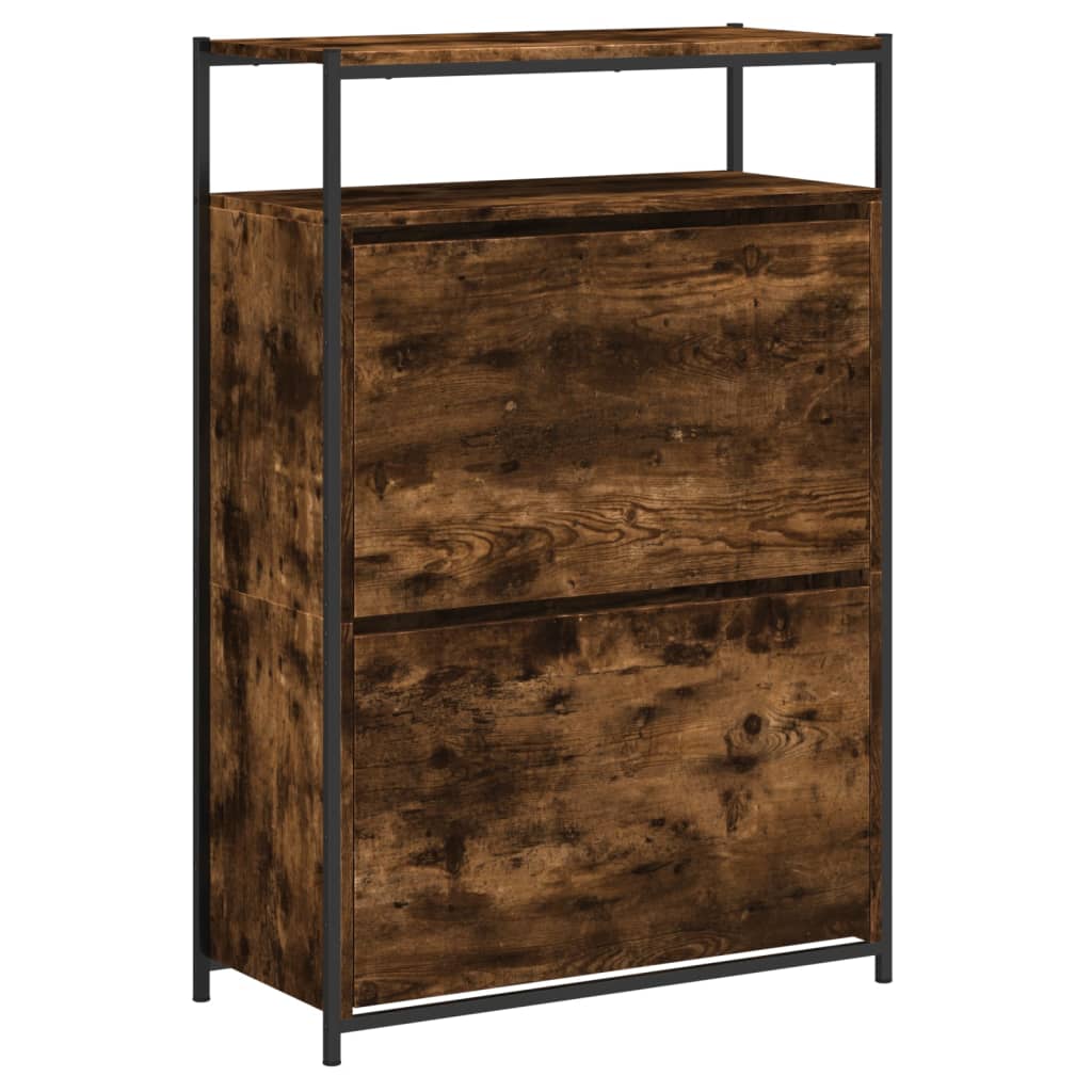 vidaXL Shoe Cabinet Smoked Oak 75x34x112 Engineered Wood
