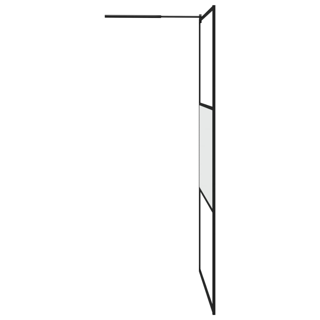 vidaXL Walk-in Shower Wall with Shelf Black 115x195 cm ESG Glass&Aluminium