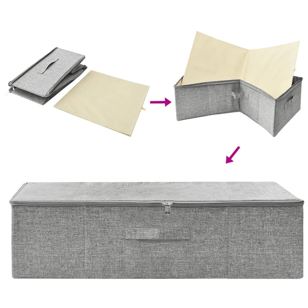 vidaXL Storage Boxes 2 pcs Fabric 70x40x18 cm Grey