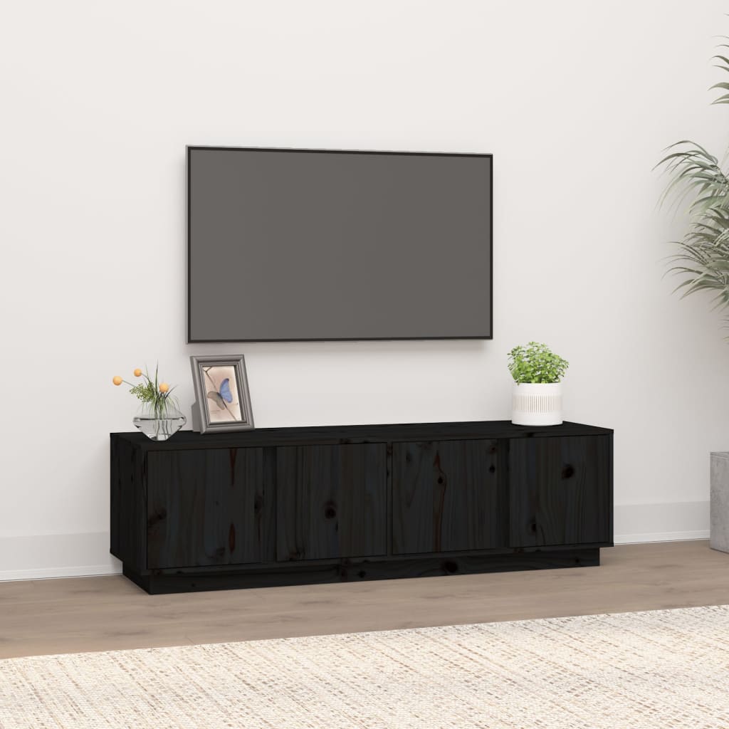 vidaXL TV Cabinet Black 140x40x40 cm Solid Wood Pine