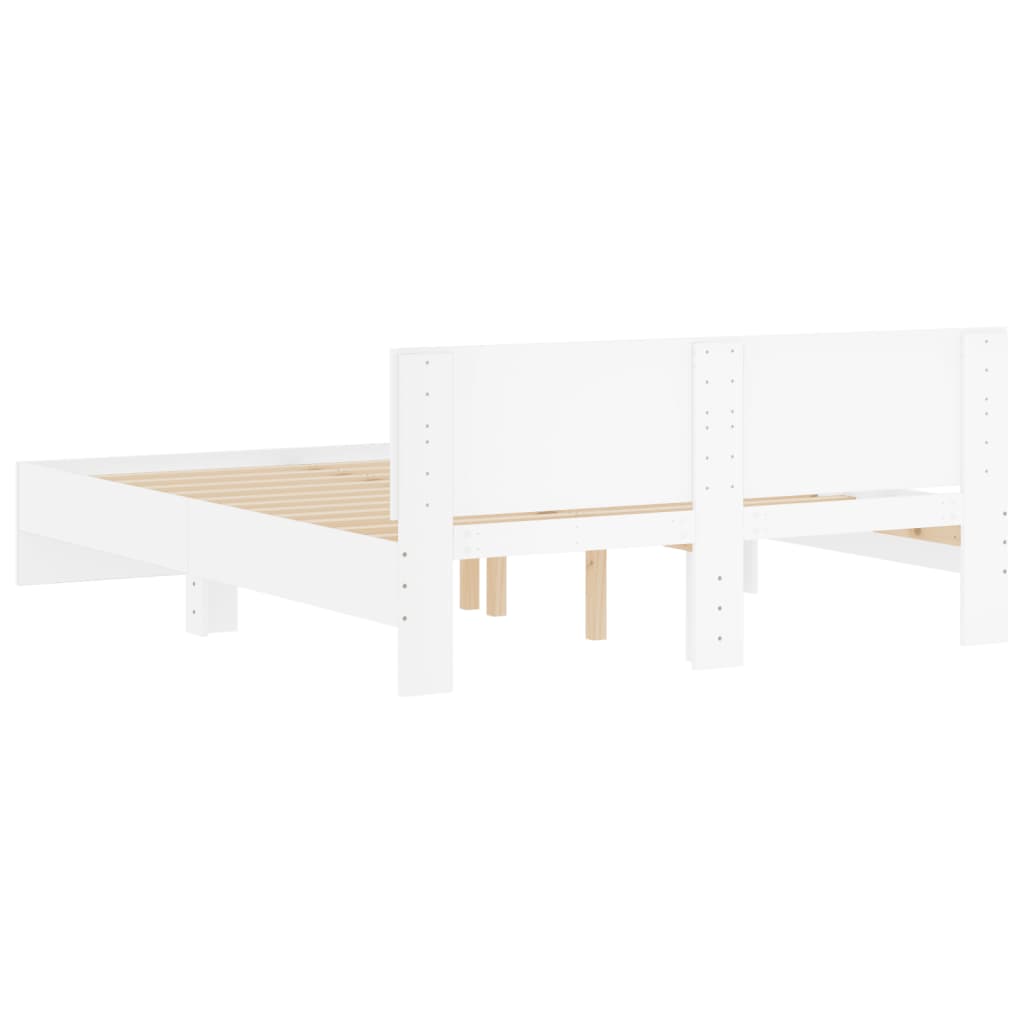 vidaXL Bed Frame with Headboard White 150x200 cm King Size