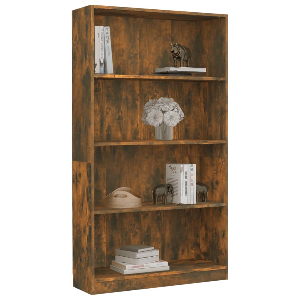 vidaXL 4-Tier Book Cabinet Smoked Oak 80x24x142 cm Engineered Wood