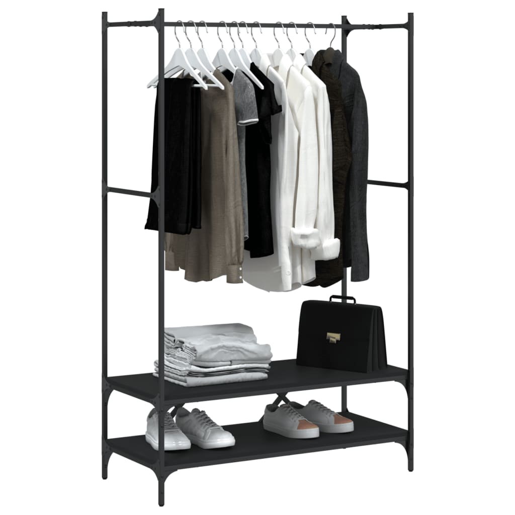vidaXL Clothes Rack with Shelves Black Engineered Wood