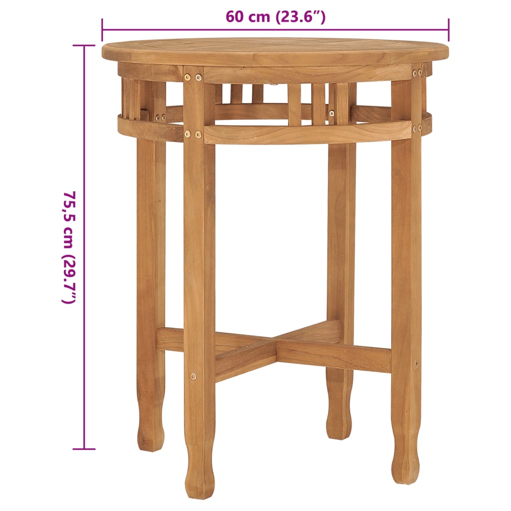 vidaXL Bistro Table Ø60x60 cm Solid Teak Wood
