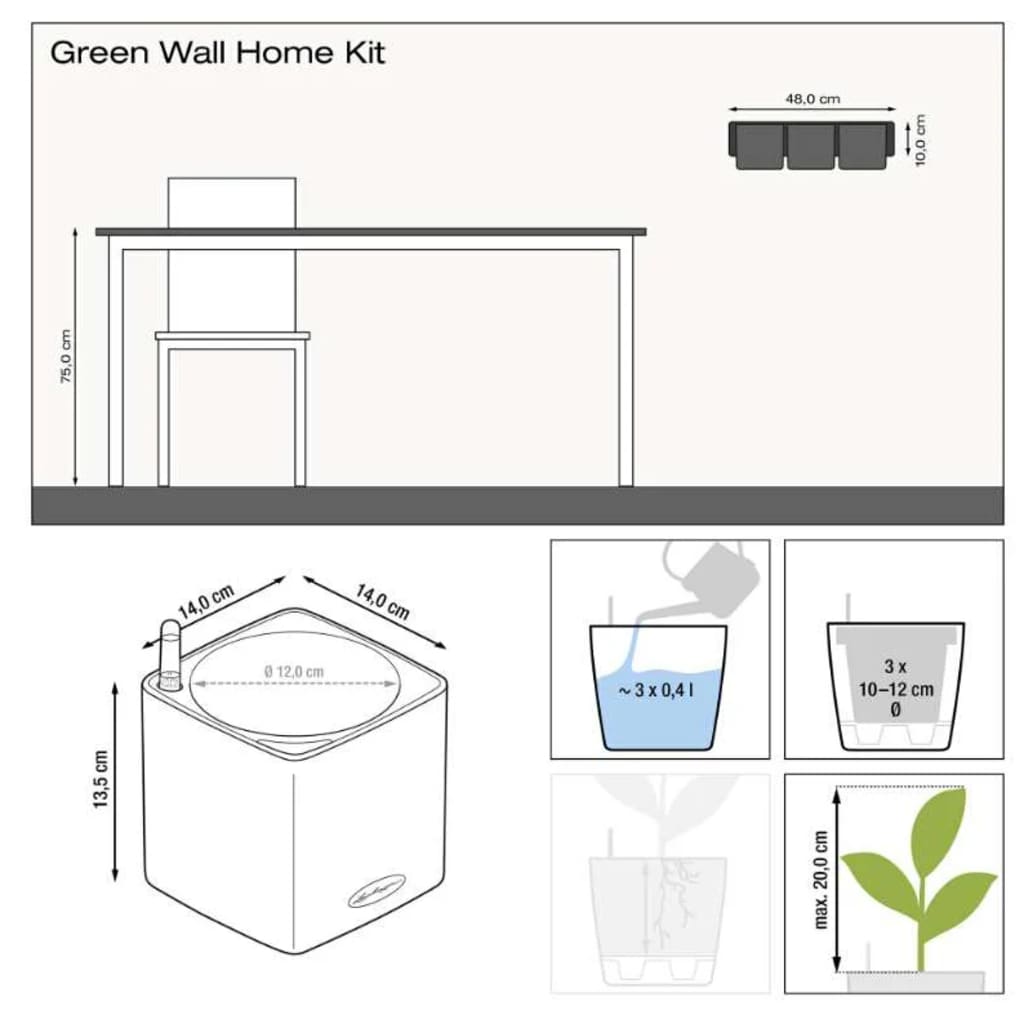 LECHUZA Planters 3 pcs Green Wall Home Kit Slate