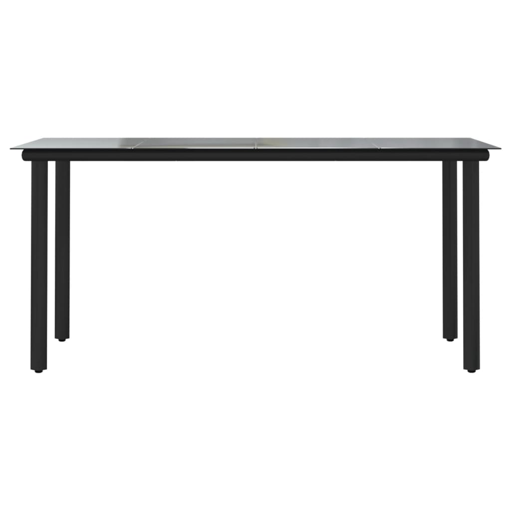 vidaXL Garden Dining Table Black 160x80x74cm Steel and Tempered Glass