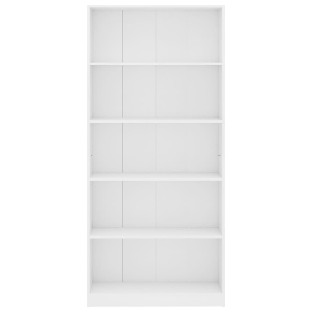 vidaXL 5-Tier Book Cabinet White 80x24x175 cm Engineered Wood