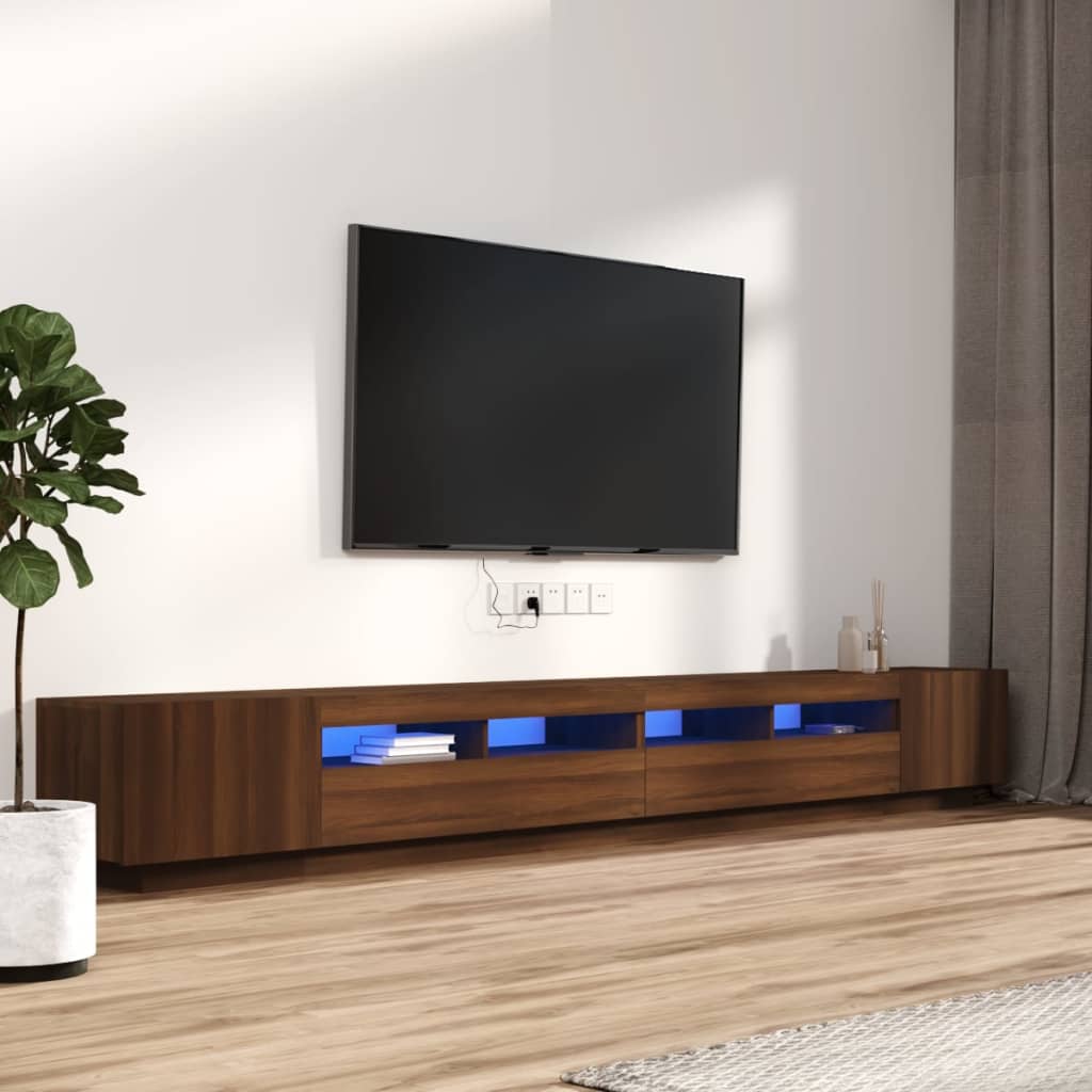 vidaXL 3 Piece TV Cabinet Set with LED Lights Brown Oak Engineered Wood