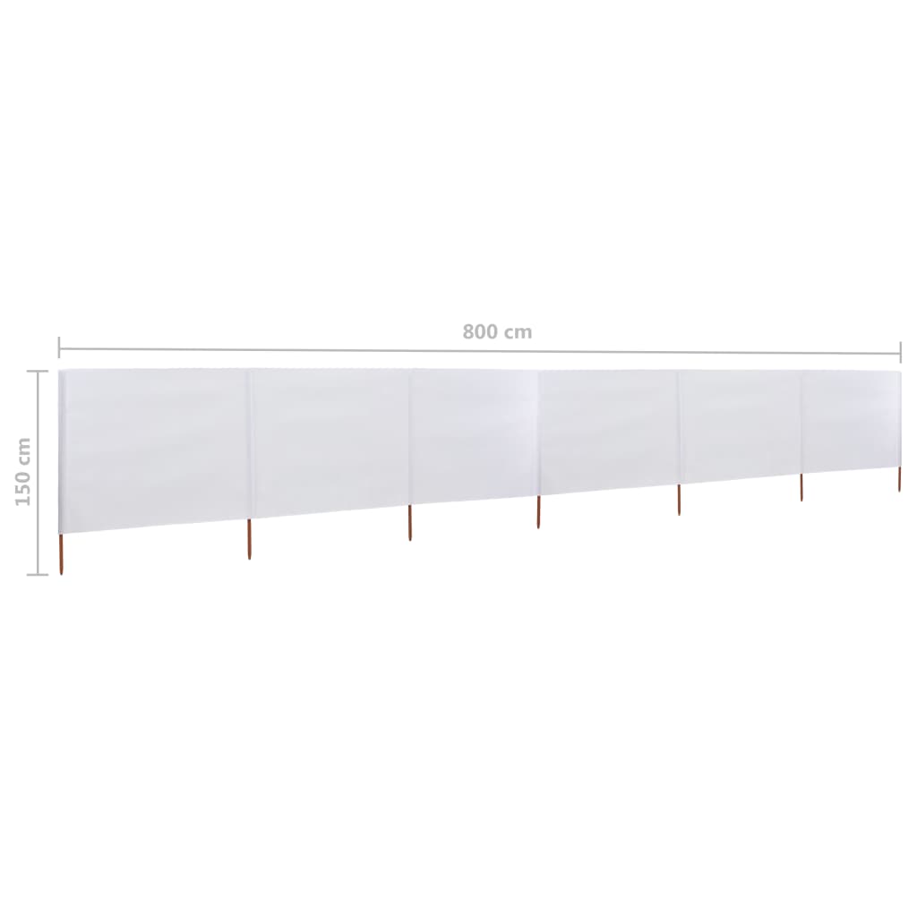 vidaXL 6-panel Wind Screen Fabric 800x120 cm Sand White