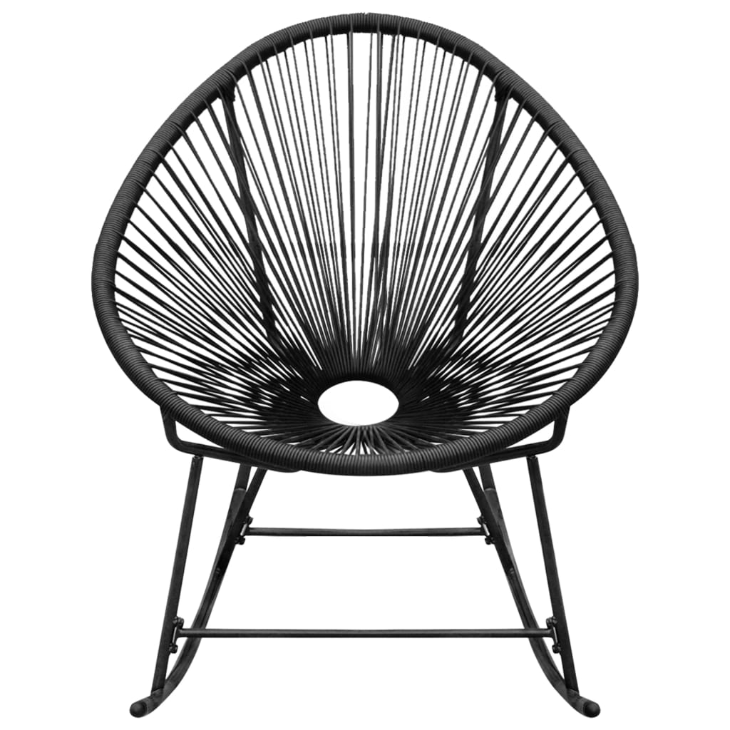 vidaXL Outdoor Rocking Chair Black Poly Rattan