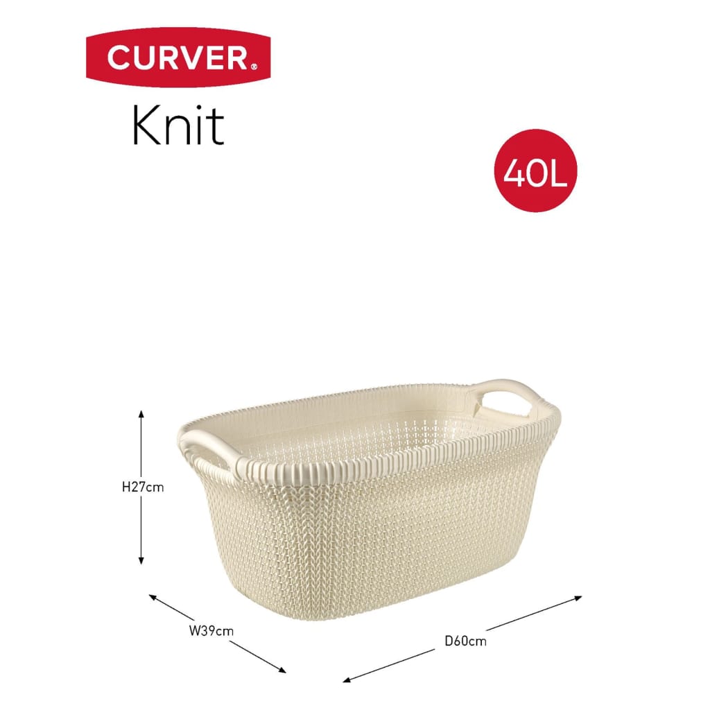 Curver Laundry Basket Knit 40L Creamy White