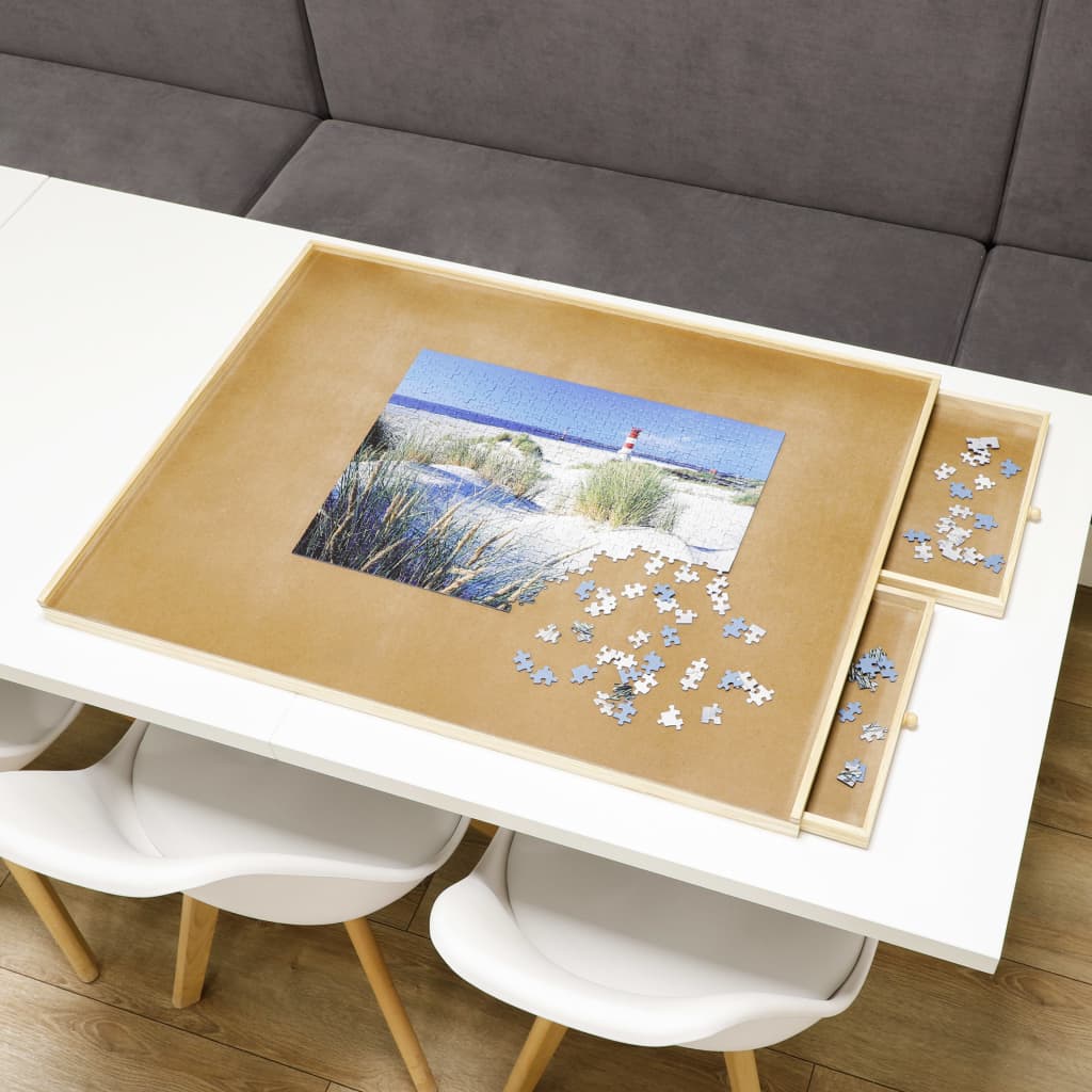HI Puzzle Table with 4 Drawers 76x57x4.5 cm Wood