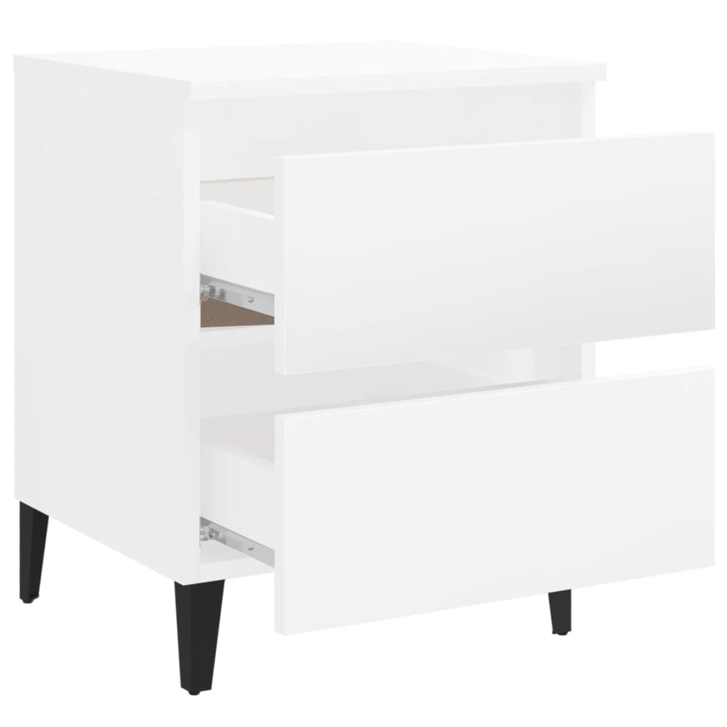vidaXL Bed Cabinet High Gloss White 40x35x50 cm Engineered Wood
