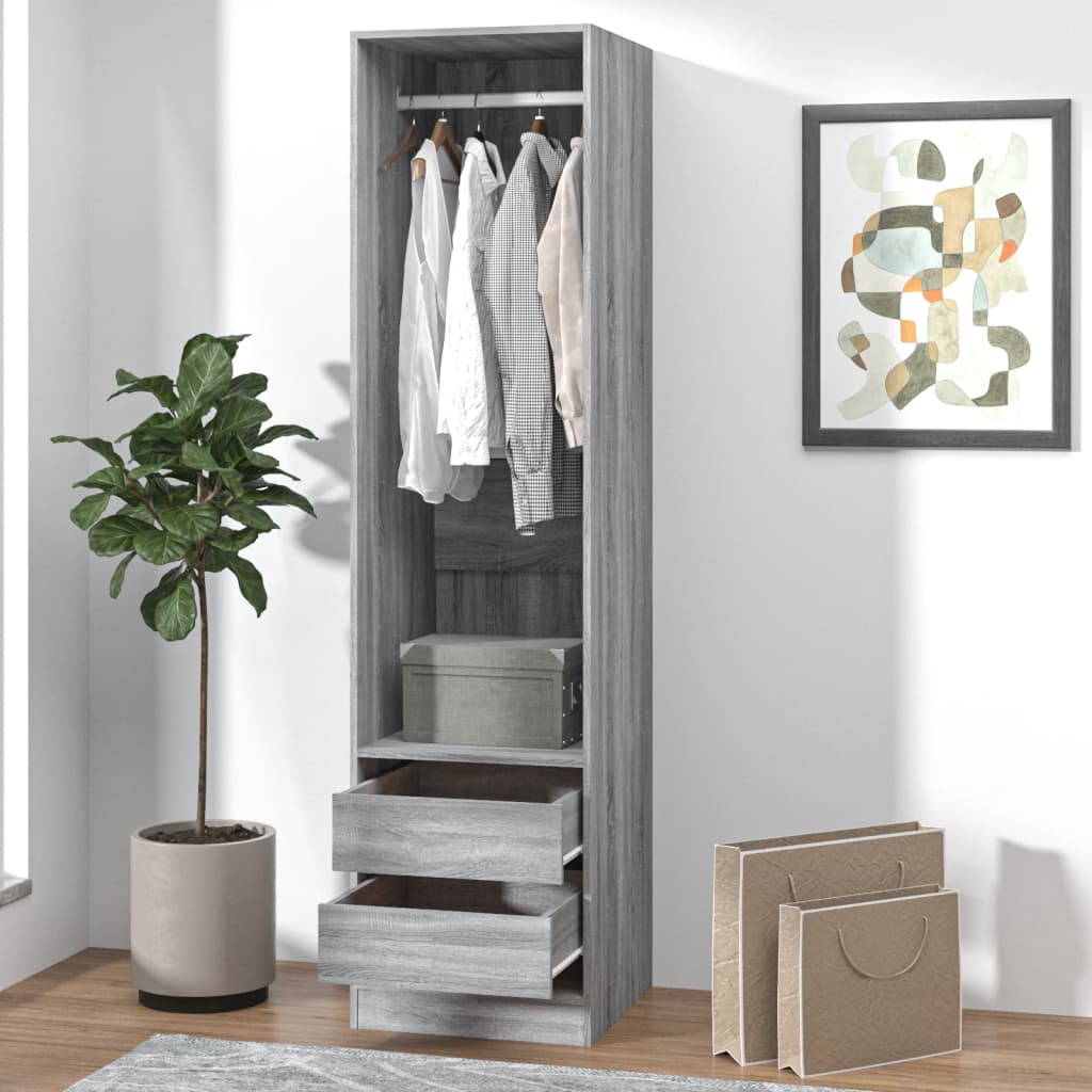 vidaXL Wardrobe with Drawers Grey Sonoma 50x50x200 cm Engineered Wood