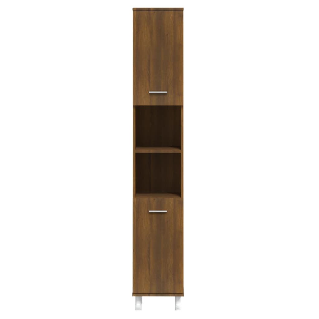 vidaXL Bathroom Cabinet Brown Oak 30x30x179 cm Engineered Wood